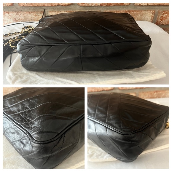 Authentic Vintage Chanel Black Leather Women Shoulder Handbag - Picture 6 of 14